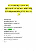 Aromatherapy final exam | Questions and Verified Solutions | Latest Update 2024/2025 | Graded A+