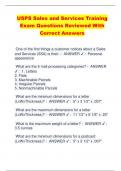 USPS Sales and Services Training Exam Questions Reviewed With  Correct Answers