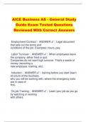 AICE Business AS - General Study  Guide Exam Tested Questions  Reviewed With Correct Answers