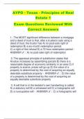 AYPO - Texas - Principles of Real  Estate 1 Exam Questions Reviewed With  Correct Answers