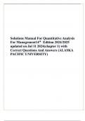 Solutions Manual For Quantitative Analysis For Management14th Edition 2024/2025 updated on Jul 11 2024(chapter 1) with Correct Questions And Answers (ALASKA PACIFIC UNIVERSITY)