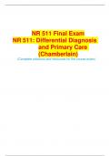 NR 511 Final Exam NR 511: Differential Diagnosis and Primary Care (Chamberlain)