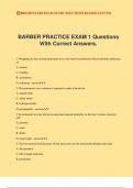 BARBER PRACTICE EXAM 1 Questions With Correct Answers.