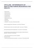 CPH (LAB) - DETERMINANTS OF HEALTH AND HUMAN RESOURCES FOR HEALTH well answered to pass