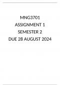 MNG3701 ASSIGNMENT 1 SECOND SEMESTER DUE 28 AUGUST 2024