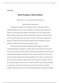 Wk2Assgn-NURS 4100.doc    NURS 4100  Hand Washing or Hand Sanitizer  NURS 4100, Section 1, Quality and Safety Thru Practice  Hand Washing or Hand Sanitizer  Hand hygiene is important in our everyday lives; however, the idea is based on a completely differ