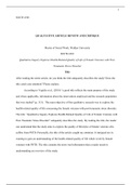 WK10Assgn. extension     6301.docx  SOCW-6301  QUALITATIVE ARTICLE REVIEW AND CRITIQUE  Master of Social Work, Walden University  SOCW-6301  Qualitative Inquiry Explores Health-Related Quality of Life of Female Veterans with Post-Traumatic Stress Disorder