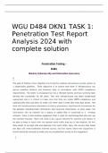 WGU D484 DKN1 TASK 1: Penetration Test Report Analysis 2024 with complete solution