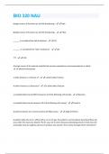 BIO 320 NAU  Questions And Answers With Verified Updates