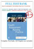 Test Bank for Health Assessment for Nursing Practice 7th Edition by Susan Fickertt Wilson, Jean Foret Giddens| 9780323661195| All Chapters 1-24| LATEST