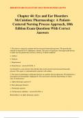 Chapter 44: Eye and Ear Disorders McCuistion: Pharmacology: A Patient- Centered Nursing Process Approach, 10th Edition Exam Questions With Correct Answers