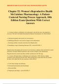 Chapter 52: Women's Reproductive Health McCuistion: Pharmacology: A Patient- Centered Nursing Process Approach, 10th Edition Exam Questions With Correct Answers