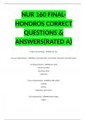 NUR 160 FINAL-HONDROS CORRECT QUESTIONS & ANSWERS(RATED A)