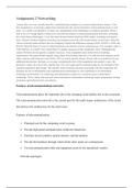 Assignment 2 Networking  Assignment 2 Networking   Assume that you were recently hired by a manufacturing company as a systems administrator trainee. Your first assignment is to develop a paper that communicates the various functions of telecommunications