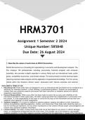 HRM3701 Assignment 1 (ANSWERS) Semester 2 2024 - DISTINCTION GUARANTEED