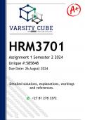 HRM3701 Assignment 1 (DETAILED ANSWERS) Semester 2 2024 - DISTINCTION GUARANTEED 