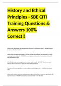 History and Ethical Principles - SBE CITI Training Questions & Answers 100% Correct!!