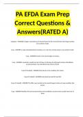 PA EFDA Exam Prep Correct Questions & Answers(RATED A)