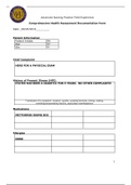 Comprehensive Health Assessment Documentation Form