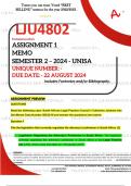 LJU4802 ASSIGNMENT 1 MEMO - SEMESTER 2 - 2024 - UNISA - (DETAILED ANSWERS WITH FOOTNOTES - DISTINCTION GUARANTEED) 