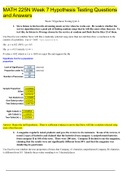 MATH 225N Week 7 Hypothesis Testing Questions and Answers( Best Exam Review Q&A)