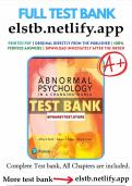 Test Bank for Abnormal Psychology in Changing World 10th Edition Nevid All Chapters Included