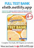 Test Bank for Experience Psychology 4th Edition King With Complete Verified Correct Answers 100% updated