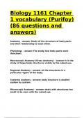 Biology 1161 Chapter 1 vocabulary (Purifoy)(86 questions and answers).