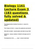 Biology 1161 Lecture Exam 3 (183 questions fully solved & updated).