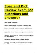 Spec and Dict Review exam (22 questions and answers)