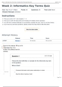 NR 512 Week 2 Informatics Key Terms Quiz / Solutions latest