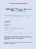 MEDIA LAW FINAL Exam Questions With Correct Answers