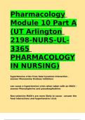 Pharmacology Module 10 Part A (UT Arlington 2198-NURS-UL-3365 PHARMACOLOGY IN NURSING).