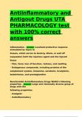 Antiinflammatory and Antigout Drugs UTA PHARMACOLOGY test with 100- correct answers