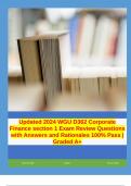 Updated 2024 WGU D362 Corporate Finance section 1 Exam Review Questions with Answers and Rationales 100% Pass | Graded A+