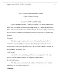 Ethical Management Task 3.docx    Code of Ethics and Legal Responsibility Analysis  Western Governors University  Corporate Social Responsibility (CSR)  Corporate Social Responsibility is defined as a companys duty to uphold philanthropic, ethical, legal 