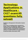 Technology Applications in Healthcare - C427 exam(49 questions fully solved).