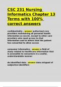 CSC 231 Nursing Informatics Chapter 13 Terms with 100- correct answers