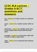 CCSC ELA Lexicon - Grades 6-8(77 questions and answers).