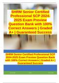 SHRM Senior Certified Professional SCP 2024-2025 Exam Preview Question Bank with 100% Correct Answers | Graded A+ | Guaranteed Success