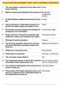 STATE BOARD BARBER TEST WITH VERIFIED ANSWERS