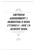 CMY2602 Assignment 1 Semester 2 2024 (779651) - DUE 19 August 2024 QUESTIONS WITH COMPLETE ANSWERS