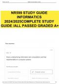 NR599 STUDY GUIDE INFORMATICS 2024/2025COMPLETE STUDY GUIDE /ALL PASSED GRADED A+