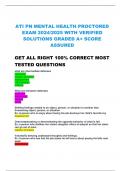  ATI PN MENTAL HEALTH PROCTORED EXAM 2024/2025 WITH VERIFIED SOLUTIONS GRADED A+ SCORE ASSURED