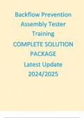 Backflow Prevention Assembly Tester Training COMPLETE SOLUTION PACKAGE Latest Update 2024/2025