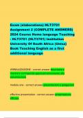 Exam (elaborations) HLT3701 Assignment 2 (COMPLETE ANSWERS) 2024 Course Home language Teaching - HLT3701 (HLT3701) Institution University Of South Africa (Unisa)