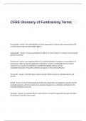 CFRE Glossary of Fundraising Terms Test Questions and Answers