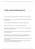 CFRE Exam Questions and Answers- Leadership Management