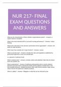 NUR 217- FINAL EXAM QUESTIONS AND ANSWERS