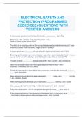 ELECTRICAL SAFETY AND PROTECTION (PROGRAMMED EXERCISES) QUESTIONS WITH VERIFIED ANSWERS